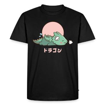 Dragon endormi kawaii - T-shirt Premium bio Homme - noir - Devant - Nico (187cm)