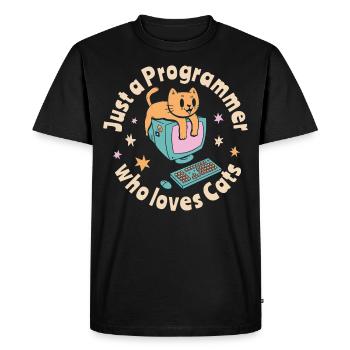 Just a programmer who loves cats - Men's Premium Organic T-Shirt - black - Front - Nico (187cm)