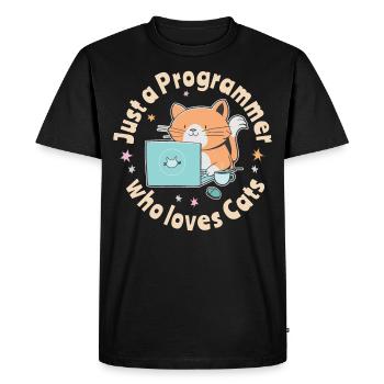 Just a programmer who loves cats - Men's Premium Organic T-Shirt - black - Front - Nico (187cm)