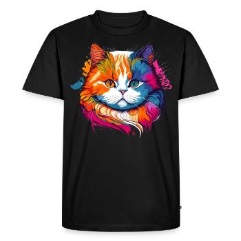 Fat Splash Cat - Men's Premium Organic T-Shirt - black - Front - Nico (187cm)