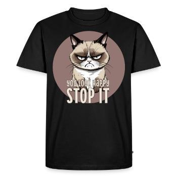 Look happy stop it V02a - Men's Premium Organic T-Shirt - black - Front - Nico (187cm)