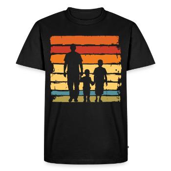 Vatertag Vater mit zwei Söhnen retro vintage - Männer Premium Bio T-Shirt - Schwarz - Vorne - Nico (187cm)