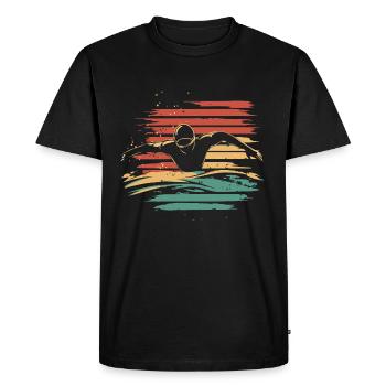 Schwimmen Schwimmer Retro Vintage - Männer Premium Bio T-Shirt - Schwarz - Vorne - Nico (187cm)