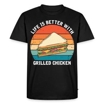 Food Love Sandwich Baguette Cheese - Men's Premium Organic T-Shirt - black - Front - Nico (187cm)