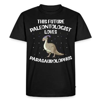 Paleontology Teacher and Parasaurolophus Motif - Men's Premium Organic T-Shirt - black - Front - Nico (187cm)