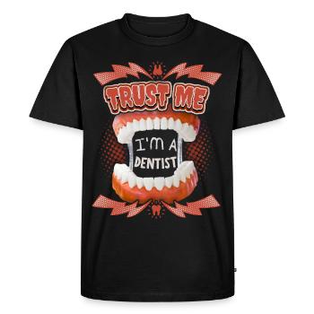 Dentist, funny saying with teeth - Men's Premium Organic T-Shirt - black - Front - Nico (187cm)