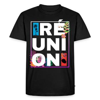 Réunion 974 Fleurs Nature Merveilleuse - T-shirt Premium bio Homme - noir - Devant - Nico (187cm)