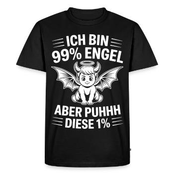 Ich bin 99% Engel aber Puhhh diese 1% - Männer Premium Bio T-Shirt - Schwarz - Vorne - Nico (187cm)