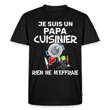 Le meilleur papa cuisinier courageux - T-shirt Premium bio Homme - noir - Devant - Nico (187cm)