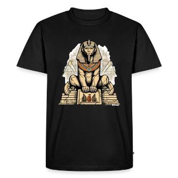 The lion Sphinx - Men's Premium Organic T-Shirt - black - Front - Nico (187cm)