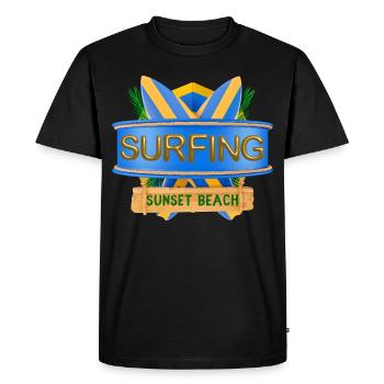 Hawaii, Surfing, Sunset Beach - Men's Premium Organic T-Shirt - black - Front - Nico (187cm)