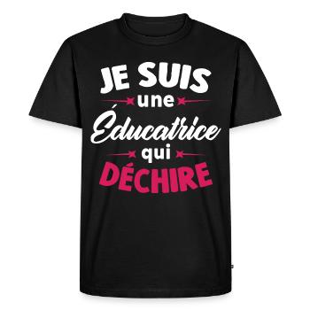 Je Suis Une éducatrice Qui Déchire - T-shirt Premium bio Homme - noir - Devant - Nico (187cm)