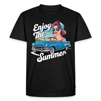 Femme cabriolet Profitez de l’été des années 1950 1960 - T-shirt Premium bio Homme - noir - Devant - Nico (187cm)