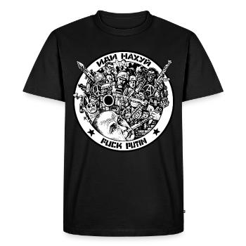 IDI NAHUJ - FUCK POUTINE - T-shirt Premium bio Homme - noir - Devant - Nico (187cm)