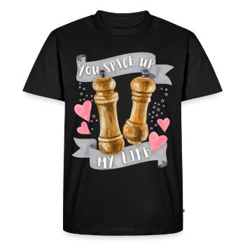 Amour amour, dicton drôle, sel et poivre - T-shirt Premium bio Homme - noir - Devant - Nico (187cm)