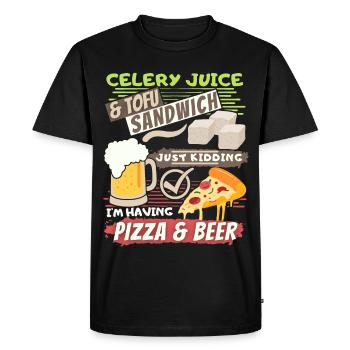 Jus de céleri, tofu, bière à pizza dicton amusant - T-shirt Premium bio Homme - noir - Devant - Nico (187cm)