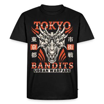 Tokyo, Tokyo Japon, motif dragon, design vintage - T-shirt Premium bio Homme - noir - Devant - Nico (187cm)