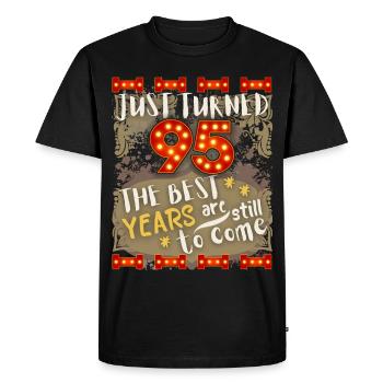 95th birthday 95 years old vintage design, saying - Men's Premium Organic T-Shirt - black - Front - Nico (187cm)