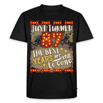 87th birthday 87 years old vintage design, saying - Men's Premium Organic T-Shirt - black - Front - Nico (187cm)