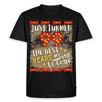 99th birthday 99 years old vintage design, saying - Men's Premium Organic T-Shirt - black - Front - Nico (187cm)