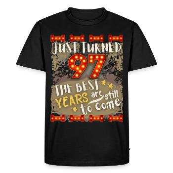 97th birthday 97 years old vintage design, saying - Men's Premium Organic T-Shirt - black - Front - Nico (187cm)