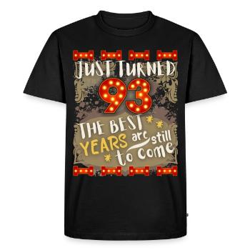 93rd birthday 93 years old vintage design, saying - Men's Premium Organic T-Shirt - black - Front - Nico (187cm)