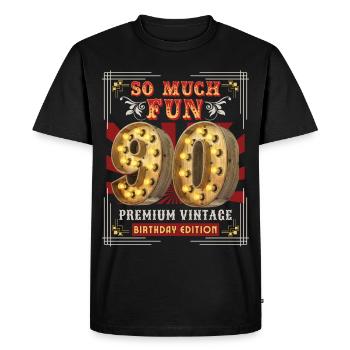 90th Birthday 90 Years Vintage-Retro Fun-Birthday - Men's Premium Organic T-Shirt - black - Front - Nico (187cm)