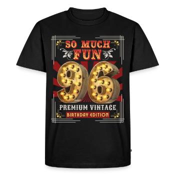 96th birthday 96 years Vintage-Retro Fun-Birthday - Men's Premium Organic T-Shirt - black - Front - Nico (187cm)
