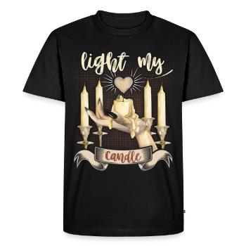 Gothic Love-Love, Goth-Love, Candles, Heart Saying - Men's Premium Organic T-Shirt - black - Front - Nico (187cm)