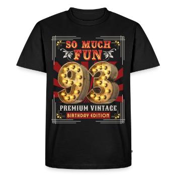 93rd birthday 93 years Vintage-Retro Fun-Birthday - Men's Premium Organic T-Shirt - black - Front - Nico (187cm)