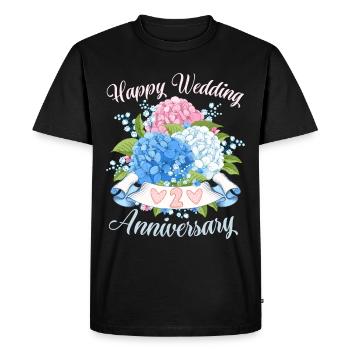Félicitations d’anniversaire de mariage avec des hortensias - T-shirt Premium bio Homme - noir - Devant - Nico (187cm)