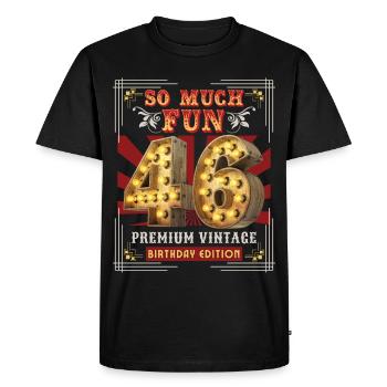 46th birthday 46 years Vintage-Retro-Fun-Birthday - Men's Premium Organic T-Shirt - black - Front - Nico (187cm)