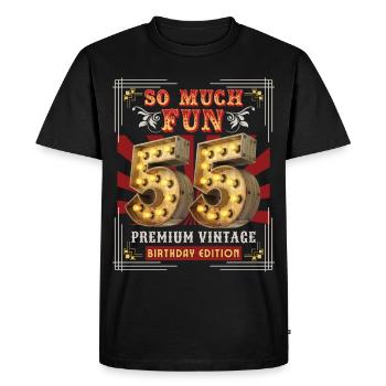 55th birthday 55 years Vintage-Retro Fun-Birthday - Men's Premium Organic T-Shirt - black - Front - Nico (187cm)