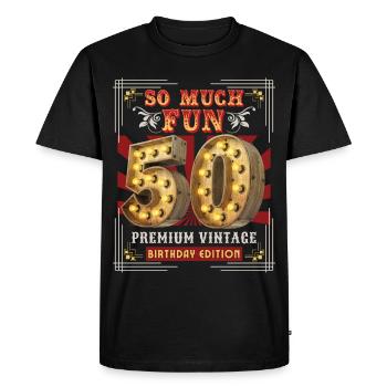 50th birthday 50 years Vintage-Retro Fun-Birthday - Men's Premium Organic T-Shirt - black - Front - Nico (187cm)
