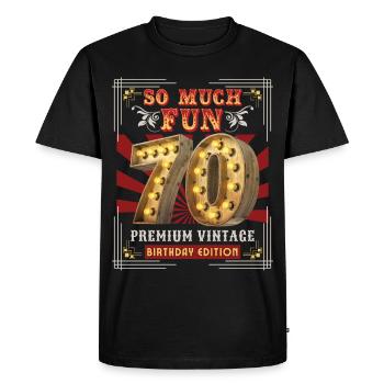 70th Birthday 70 Years Vintage-Retro Fun-Birthday - Men's Premium Organic T-Shirt - black - Front - Nico (187cm)
