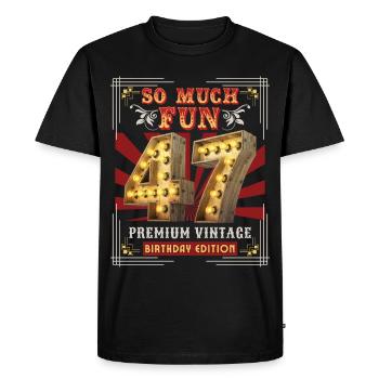 47th birthday 47 years Vintage-Retro Fun-Birthday - Men's Premium Organic T-Shirt - black - Front - Nico (187cm)