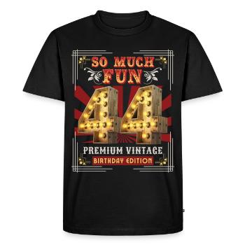 44th birthday 44 years Vintage-Retro Fun-Birthday - Men's Premium Organic T-Shirt - black - Front - Nico (187cm)
