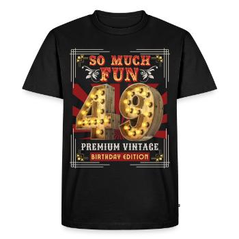 49th birthday 49 years Vintage-Retro Fun-Birthday - Men's Premium Organic T-Shirt - black - Front - Nico (187cm)