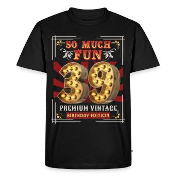 39th birthday 39 years Vintage-Retro-Fun-Birthday - Men's Premium Organic T-Shirt - black - Front - Nico (187cm)