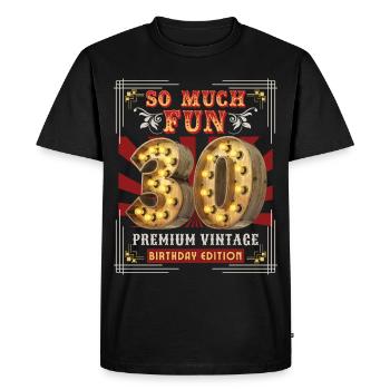 30th birthday 30 years Vintage-Retro Fun-Birthday - Men's Premium Organic T-Shirt - black - Front - Nico (187cm)