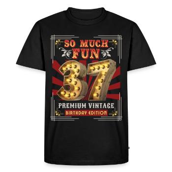 37th birthday 37 years Vintage-Retro Fun-Birthday - Men's Premium Organic T-Shirt - black - Front - Nico (187cm)