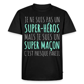 Maçon super héros humour cadeau pour maçon - T-shirt Premium bio Homme - noir - Devant - Nico (187cm)