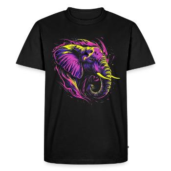 Éléphant Afrique Safari Nature sauvage Néon coloré - T-shirt Premium bio Homme - noir - Devant - Nico (187cm)