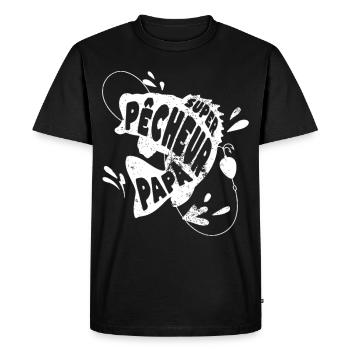 Papa pêcheur humour pêche cadeau fête des pères - T-shirt Premium bio Homme - noir - Devant - Nico (187cm)