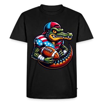 Football Alligator Quarterback - Men's Premium Organic T-Shirt - black - Front - Nico (187cm)