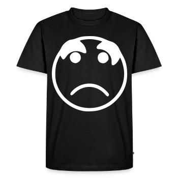 Emoji sketch blanc triste - T-shirt Premium bio Homme - noir - Devant - Nico (187cm)