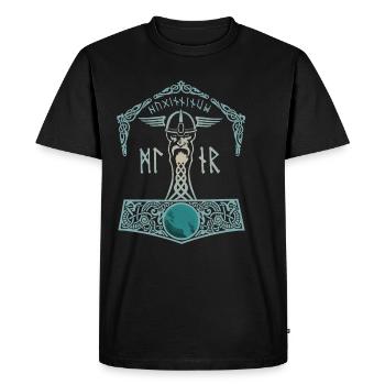 Thor Hammer Mjölnir Walhalla Viking Men - Men's Premium Organic T-Shirt - black - Front - Nico (187cm)