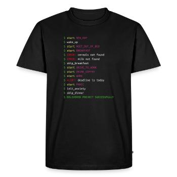 Journée dans la vie d'un programmeur | Coding Geek Gift - T-shirt Premium bio Homme - noir - Devant - Nico (187cm)