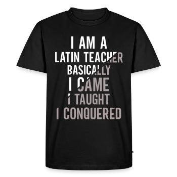Professeur de latin Professeur de latin Professeur de latin - T-shirt Premium bio Homme - noir - Devant - Nico (187cm)