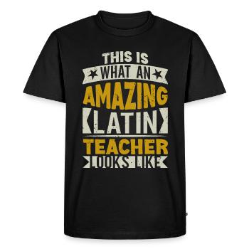 Professeur de latin Professeur de latin Professeur de latin - T-shirt Premium bio Homme - noir - Devant - Nico (187cm)